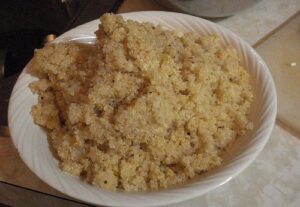 Plate of cooked quinoa