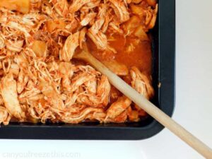 Shredded chicken cooling down