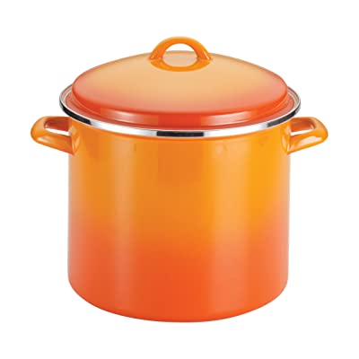 Émail Rachael Ray sur pot à soupe couvert en acier de 12 pintes, dégradé orange