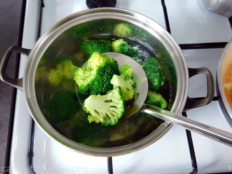 Égouttez le brocoli après le blanchiment